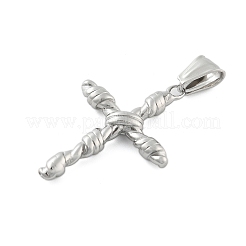 304ステンレスペンダント  クロス  真空めっき  ステンレス鋼色  39.5x27.5x5mm  穴：3.6x8.5mm&nbsp;STAS-G346-53P