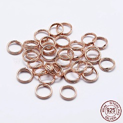 スターリングシルバーのスプリット丸カン 925 個  ダブルループ丸カン  丸い輪  ローズゴールド  6x2mm  内径：4.5mm&nbsp;STER-F036-01RG-0.6x6mm