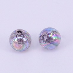 電気メッキクラックルアクリルビーズ  ABカラーメッキ  ラウンド  青紫色  8mm  穴：2mm  約1800個/500g&nbsp;CCG-WH0001-8mm-04