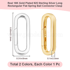 2Pcs 2 Colors 925 Sterling Silver Spring Gate Rings&nbsp;STER-BBC0008-02