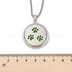 316 Surgical Stainless Steel Aromatherapy Diffuser Perfume Hollow Flat Round Pendant Box Chain Necklaces&nbsp;NJEW-R016-01P-05