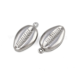 304ステンレスペンダント  貝殻の形のチャーム  変色防止  ステンレス鋼色  18.5x10x3.5mm  穴：1.2mm&nbsp;STAS-L297-15A-P