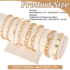 2 Sets 2 Styles Alloy Chain Bracelets & Bangles Set for Women&nbsp;BJEW-SP0001-34B