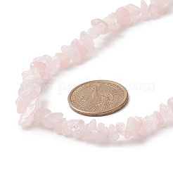 Natural Rose Quartz Chip Beaded Necklaces with 304 Stainless Steel Lobster Claw Clasp & Chain Extender&nbsp;NJEW-JN04225-01