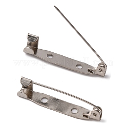 アイアン製ブローチパーツ  バックバーピン  2穴付き  プラチナ  32x6mm  穴：2mm  ピン：1mm&nbsp;IFIN-S525-32mm