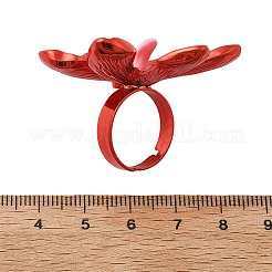 Adjustable Alloy Flower Finger Rings for Women&nbsp;RJEW-B124-01C