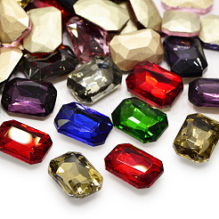 Faceted Rectangle K9 Glass Pointed Back Rhinestone Cabochons&nbsp;RGLA-A017-10x14mm-SM