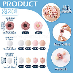 シリコーン焦点ビーズ  DIYの看護ネックレス用  混合図形  14~30x14~30x9~15mm  穴：2~3mm  84個/セット&nbsp;SIL-TA0003-30