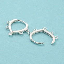 925純銀フープピアスパーツ  ループ付きイヤーワイヤー  銀  13x15x1.5mm  穴：1mm&nbsp;STER-Q191-05S