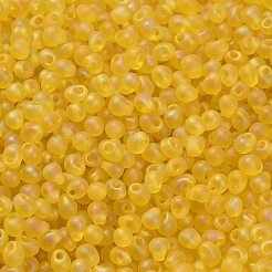 ミユキ 3.4mmドロップビーズ  日本製シードビーズ  マット透明色ab  (dp136fr) マット透明イエローab  3.4x3mm  穴：0.65mm  約900個/50g&nbsp;Y-SEED-MY04-DP136FR