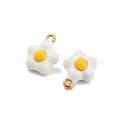304ステンレススチールエナメルペンダント  花のチャーム  ホワイト  13x10.5x6mm  穴：1.4mm&nbsp;STAS-D384-06G