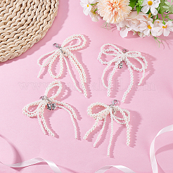 6Pcs Bowknot Plastic Imitation Pearl Shoe Charms&nbsp;HJEW-HY00057