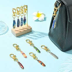 10本合金エナメルペンダントデコレーション  羽  合金製回転式ナスカンカニカン付き  ミックスカラー  73mm  10個/セット&nbsp;HJEW-CJ00086