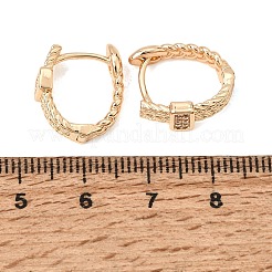 Brass Micro Pave Cubic Zirconia Hoop Earrings&nbsp;KK-CBAD29A-02G