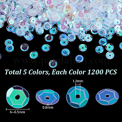 UVメッキ不透明アクリルビーズ3セット  虹色の  フラットラウンド  多面カット  ラベンダー  6~6.5x0.8mm  穴：1.2mm  1200個/セット  1セット/カラー&nbsp;FIND-GA0006-56