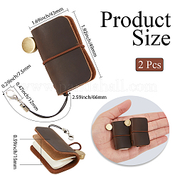 革製ノート  旅行記  ストラップ付き  長方形  ココナッツブラウン  49x43x15mm  2個/セット&nbsp;AJEW-CP0006-68F