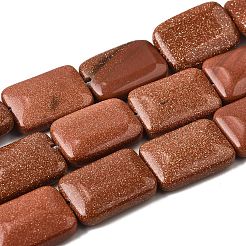 合成ゴールドストーン金砂石ビーズ連売り  長方形  18x13x5.5mm  穴：1mm  約11個/連  7.68''~7.87''（19.5~20センチメートル）&nbsp;G-S386-A06