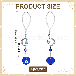 4Pcs Handmade Lampwork & Resin & Alloy Hanging Ornaments&nbsp;HJEW-ME00112