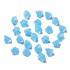 半透明のチェコガラスビーズ  花  ライトブルー  10x8mm  穴：2mm  約120個/袋&nbsp;GLAA-G070-05D-010