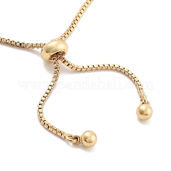 Brass Pave Clear Cubic Zirconia Square Box Chain Slider Bracelets&nbsp;BJEW-B094-10B-G