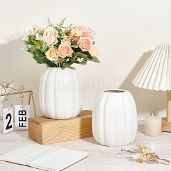 磁器の花瓶の装飾品  樽カボチャ  ホワイト  123x140mm&nbsp;AJEW-WH0481-482
