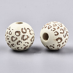 Painted Natural Wood Beads&nbsp;WOOD-T021-53B-12