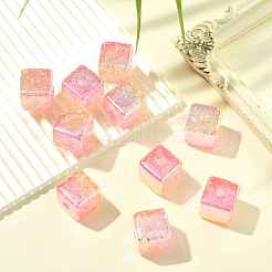 10Pcs Gradient Color & UV Plating Transparent Acrylic Beads&nbsp;OACR-YW0002-25B