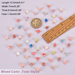 合成サンゴコネクターチャーム5個  真鍮パーツ  花のリンク  ミックスカラー  10.5x7x6.5mm  穴：1.5mm  5個/セット&nbsp;FIND-GA0004-11