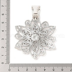 チベットスタイルの合金焦点ペンダント  鉛フリー及びカドミウムフリー  派手な細工の花  アンティークシルバー  64x46.5x1.5mm  穴：11x8mm&nbsp;X-LF9727Y