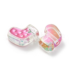UVメッキアクリルビーズ  エナメル  虹色の  クリスマスデコレーションテーマ  クリスマスソックス  21x20x8.5mm  穴：3.5mm&nbsp;OACR-Z021-02J