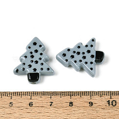 クリスマスプリントの不透明樹脂ビーズ  星柄のクリスマスツリー  ライトグレー  25x21~21.5x6mm  穴：1.2~1.4mm&nbsp;RESI-N043-27C
