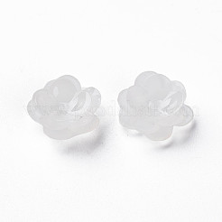 プラスチックビーズ  花  乳白色  13x13x5.5~6.5mm  穴：1~1.4mm&nbsp;KY-N015-70-05