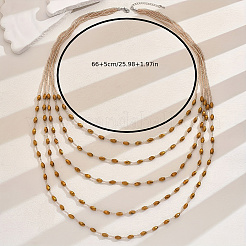 Bohemian Style Plastic Long Bicone Beads Multi Layered Necklaces for Women's Daily Parties&nbsp;DF6907-3
