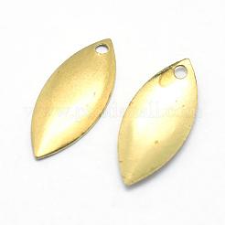 真鍮チャーム  葉  鉛フリー＆カドミウムフリー＆ニッケルフリー  生（メッキなし）  16x7x1mm  穴：1mm&nbsp;KK-P119-01C-RS