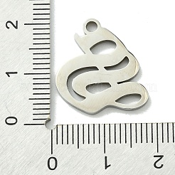 変色しない201ステンレススチールペンダント  ステンレス鋼色  古い頭文字のチャーム  文字S  18.5x171.6mm  穴：1.8mm&nbsp;STAS-B055-01P-S