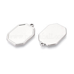 304ステンレススチールペンダントカボションセッティング  ポリゴン  ステンレス鋼色  28.5x19.5x2mm  穴：1.8mm  トレイ：22x16.5mm&nbsp;STAS-N108-75P