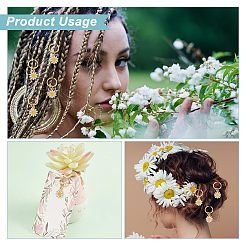 24 個合金エナメル & 鉄編組ヘアペンダント装飾クリップ  ヘアスタイリング用  デイジー  ゴールドカラー  30mm&nbsp;OHAR-AB00008