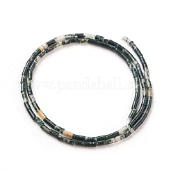 天然石モスアゲートビーズ連売り  コラム  4~5x2.2mm  穴：0.8mm  約85~99個/連  15.75インチ（40cm）&nbsp;G-G783-19