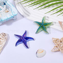2Pcs 2 Colors Electroplated Starfish Glass Display Decorations&nbsp;DJEW-FH0001-59