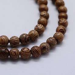 天然ウェンジウッドビーズ連売り  ラウンド  8~8.5mm  穴：1.5mm  約50個/連  15.5インチ（39.5cm）&nbsp;X-WOOD-F006-02-8mm