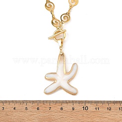 Ocean Natural Shell Brass Starfish Pendant 304 Stainless Steel Spiral Link Chain Necklaces for Women&nbsp;NJEW-JN06396