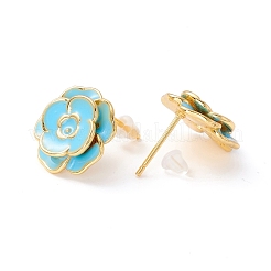 Flower Enamel Stud Earrings for Women&nbsp;EJEW-I684-07G-03-RS