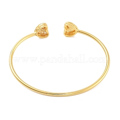 Heart Clear Cubic Zirconia Cuff Bangles&nbsp;BJEW-Z072-01G