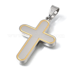 304ステンレスペンダント  ゴールドエナメル  クロスチャーム  ステンレス鋼色  38x25x3mm  穴：8x5mm&nbsp;SA-CBAC939-02P-02