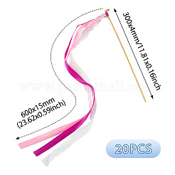 ポリエステルリボンワンド  木の棒で  パーティーの装飾  カラフル  300x4mm&nbsp;AJEW-TAC0006-31A