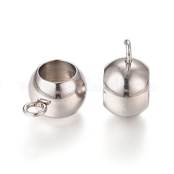 変色しにくい201ステンレススチールチューブベイル  ループベイル  ロンデル  ステンレス鋼色  13.5x7.3x9.8mm  穴：2.3mm  内径：6mm&nbsp;STAS-L238-023P