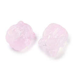 透明スプレーペイントガラスビーズ  キツネ  ピンク  15x14x13.5mm  穴：1.2mm&nbsp;GLAA-H035-01D