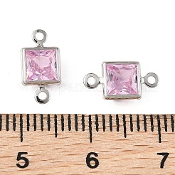 SHEGRACE Brass Pave Cubic Zirconia Square Connector Charms&nbsp;XGRQ2O264-440E-P