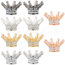 10Pcs 5 Colors Alloy Rhinestone Crown Beads&nbsp;FIND-PA0001-33