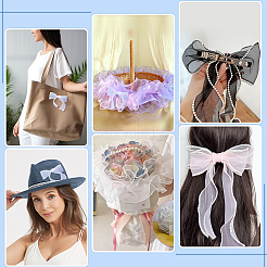 4Rolls 5 Yards ABS Pearl Edged Mesh Ribbon for Bowknot Making&nbsp;OCOR-ME0001-67